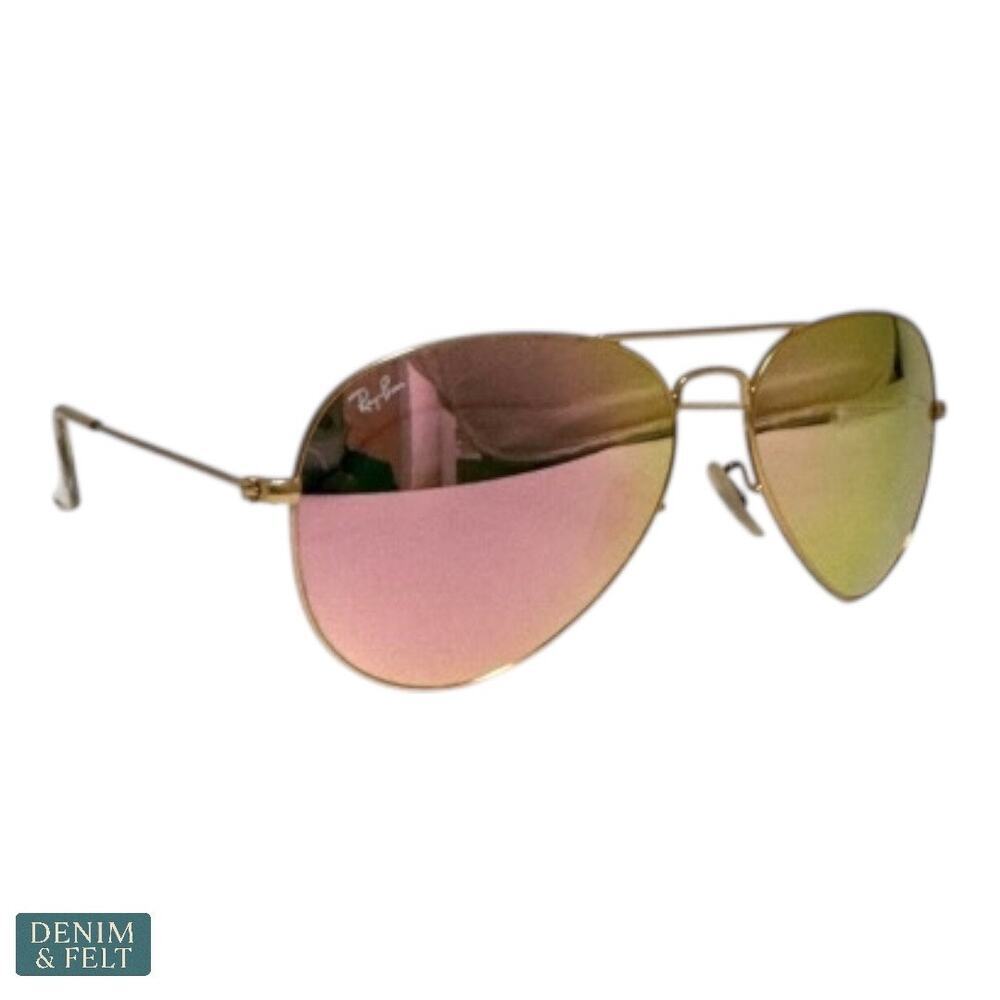 Ray-Ban‎ RB3025 Aviator Sunglasses 112/Z2 Gold Pink Mirror Lens 58mm NEW - Picture 3 of 12